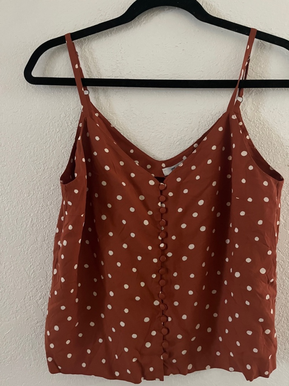 Madewell Rust Polka Dot Button-Front Cami